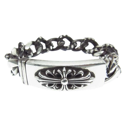 CHROME HEARTS クロムハーツ（原本無） ID FLORAL CRS フローラルクロス ID ファンシー リンク ブレスレット シルバー系【中古】