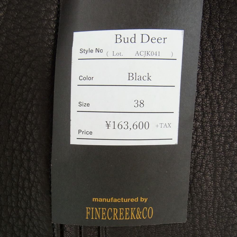 ファインクリークアンドコー Bud Deer バド ディアスキン レザー  シングル ライダース ジャケット ダークブラウン系 38【新古品】【未使用】【中古】