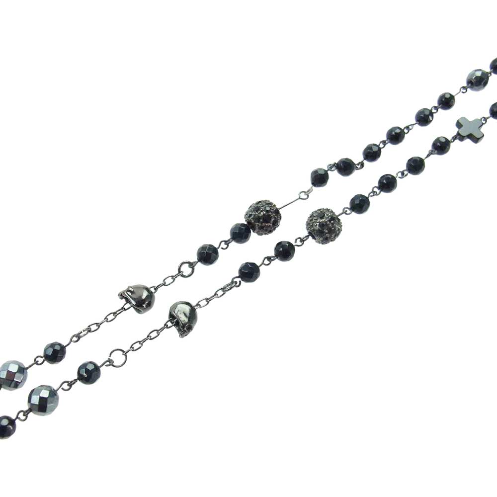 ROEN ロエン スカル クロス ストーン ロザリオ ネックレス ブラック系【中古】