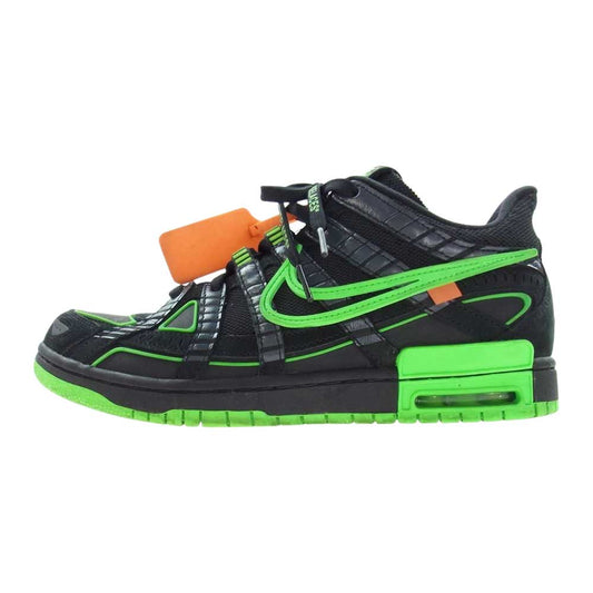 NIKE ナイキ OFF-WHITE CU6015-001 AIR RUBBER DUNK LOW "GREEN STRIKE" オフホワイト エアラバー ダンク ロー スニーカー ブラック系 グリーン系 27cm【中古】