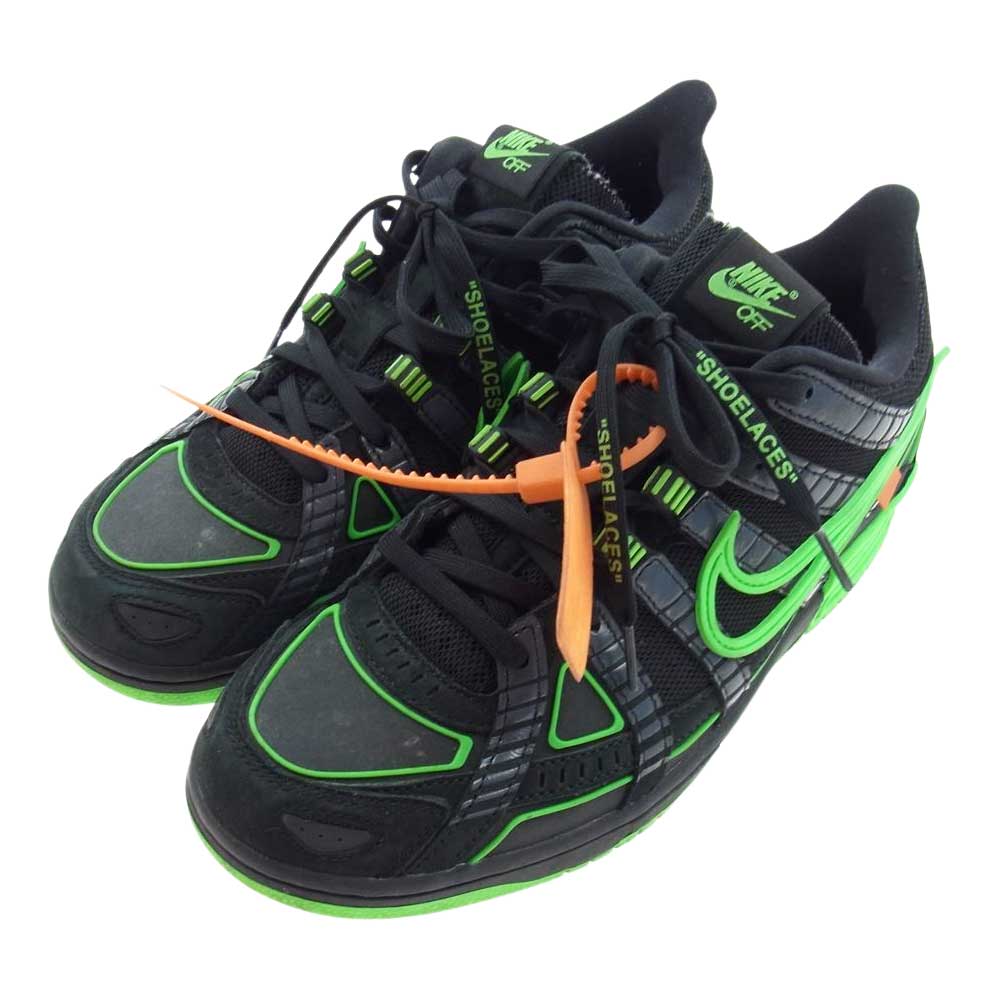 NIKE ナイキ OFF-WHITE CU6015-001 AIR RUBBER DUNK LOW "GREEN STRIKE" オフホワイト エアラバー ダンク ロー スニーカー ブラック系 グリーン系 27cm【中古】