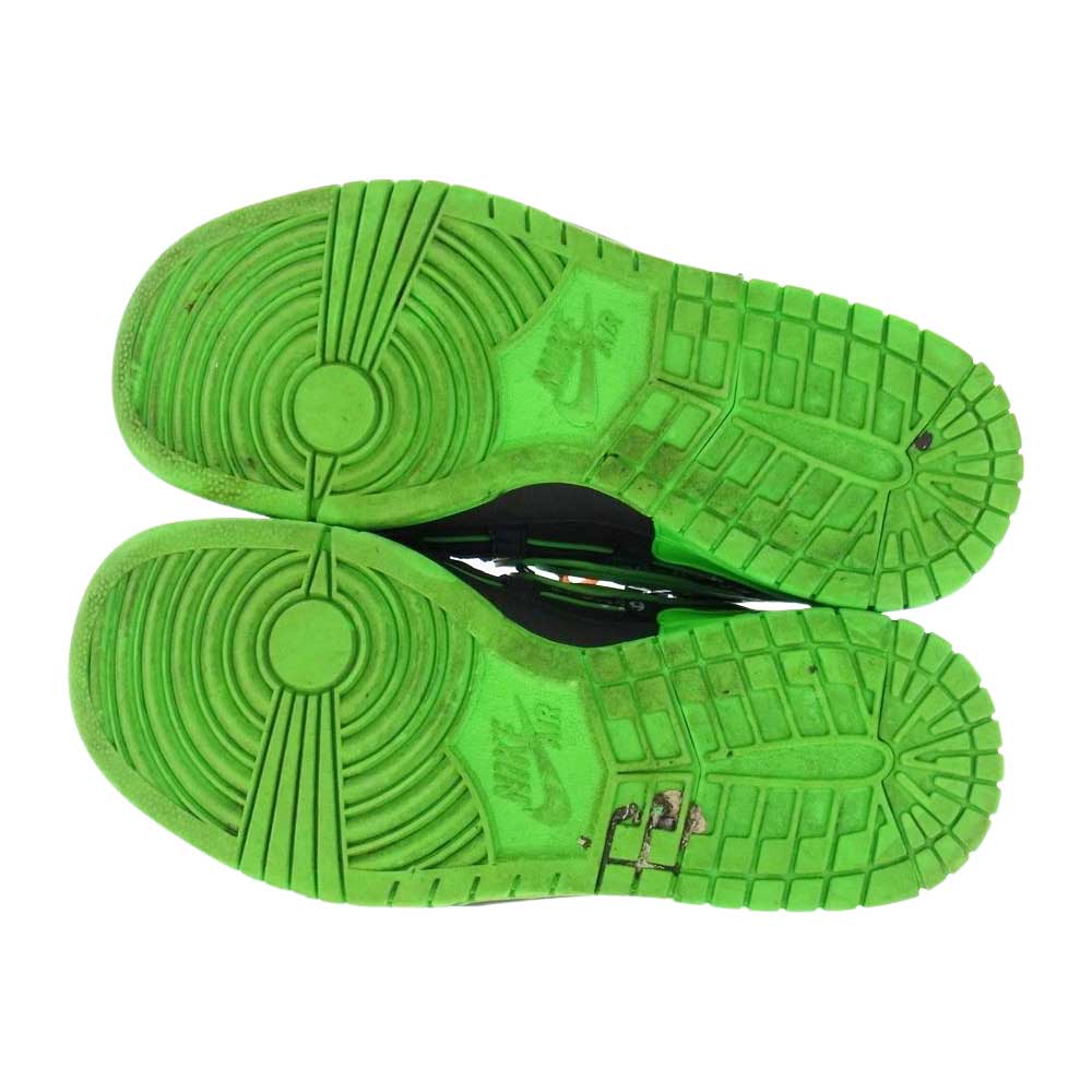 NIKE ナイキ OFF-WHITE CU6015-001 AIR RUBBER DUNK LOW "GREEN STRIKE" オフホワイト エアラバー ダンク ロー スニーカー ブラック系 グリーン系 27cm【中古】