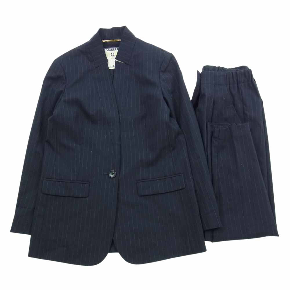 JOURNAL STANDARD ジャーナルスタンダード 15-010-370-7400 L'ESSAGE レサージュ ストライプ 1B テーラードジャケット イージーパンツ セットアップ ダークネイビー系 1【美品】【中古】