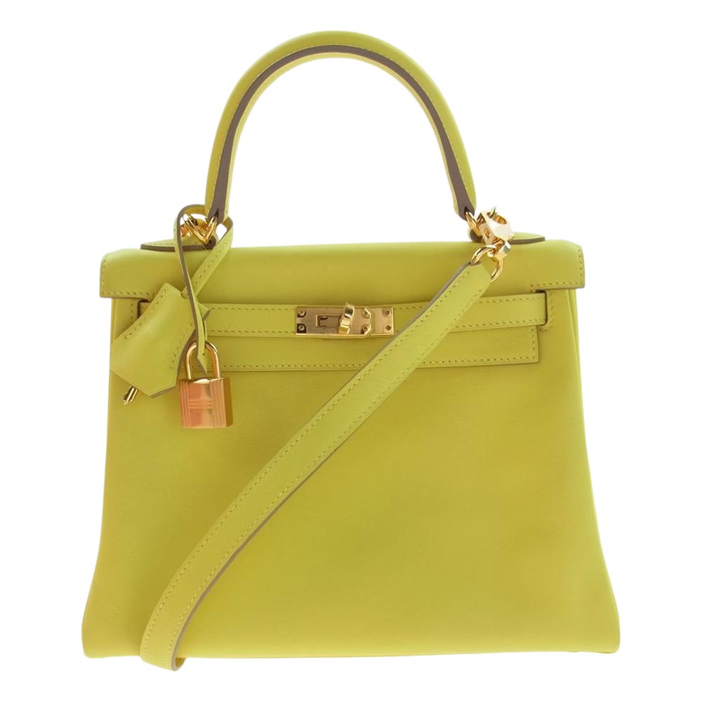 HERMES エルメス ケリー 28 内縫い ライム エバーカラー Ｙ刻 ハンド ショルダーバッグ イエロー系【新古品】【未使用】【中古】
