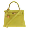 HERMES エルメス ケリー 28 内縫い ライム エバーカラー Ｙ刻 ハンド ショルダーバッグ イエロー系【新古品】【未使用】【中古】