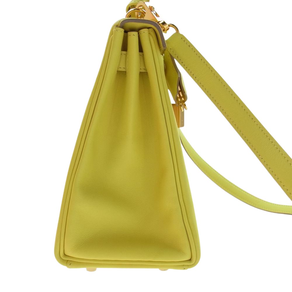 HERMES エルメス ケリー 28 内縫い ライム エバーカラー Ｙ刻 ハンド ショルダーバッグ イエロー系【新古品】【未使用】【中古】