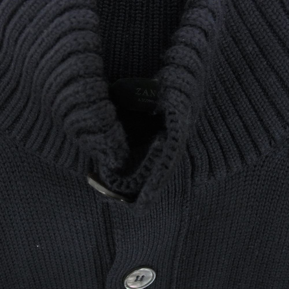 ZANONE ザノーネ 7ETJP1 ZC239 イタリア製 WOOL CARDIGAN スローウエアジャパン ウール ニット カーディガン ネイビー系 44【中古】