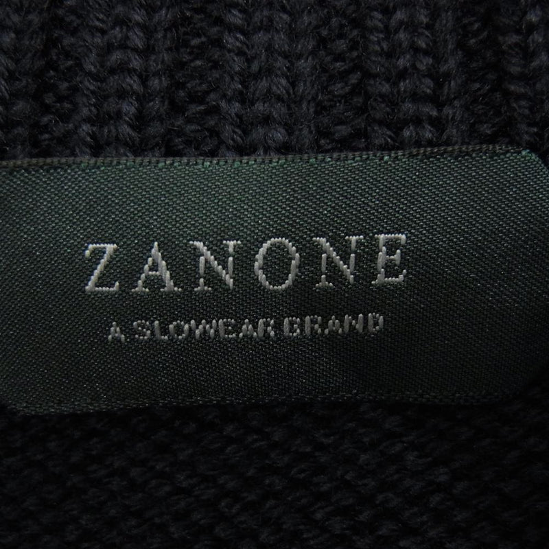 ZANONE ザノーネ 7ETJP1 ZC239 イタリア製 WOOL CARDIGAN スローウエアジャパン ウール ニット カーディガン ネイビー系 44【中古】