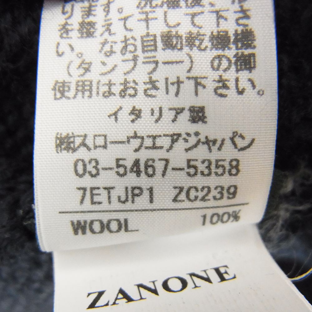 ZANONE ザノーネ 7ETJP1 ZC239 イタリア製 WOOL CARDIGAN スローウエアジャパン ウール ニット カーディガン ネイビー系 44【中古】