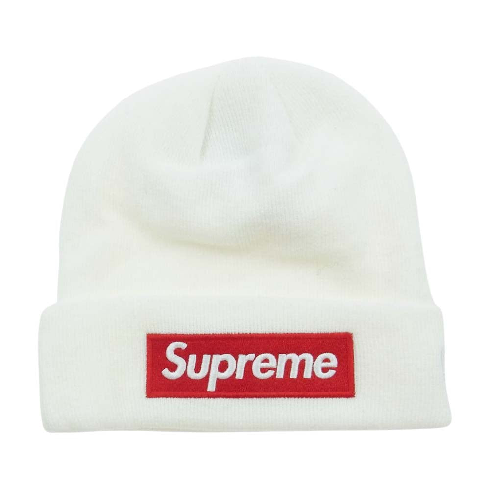 Supreme シュプリーム 21AW NEW ERA BOX LOGO BEANIE ニューエラ ボックスロゴ ビーニー ニット帽 ホワイト系【美品】【中古】