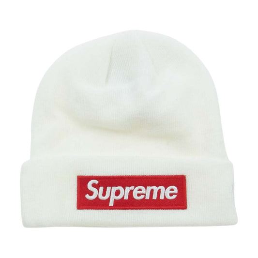 Supreme シュプリーム 21AW NEW ERA BOX LOGO BEANIE ニューエラ ボックスロゴ ビーニー ニット帽 ホワイト系【美品】【中古】