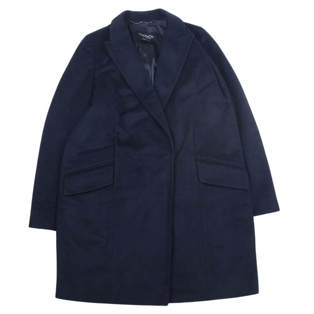MAX&CO マックスアンドコー カシミヤ混 ウール コート ネイビー系 38【中古】
