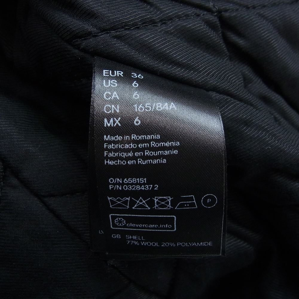 BALMAIN バルマン × H&M エイチアンドエムメルトン 金ボタン Pコート ブラック系 36【中古】