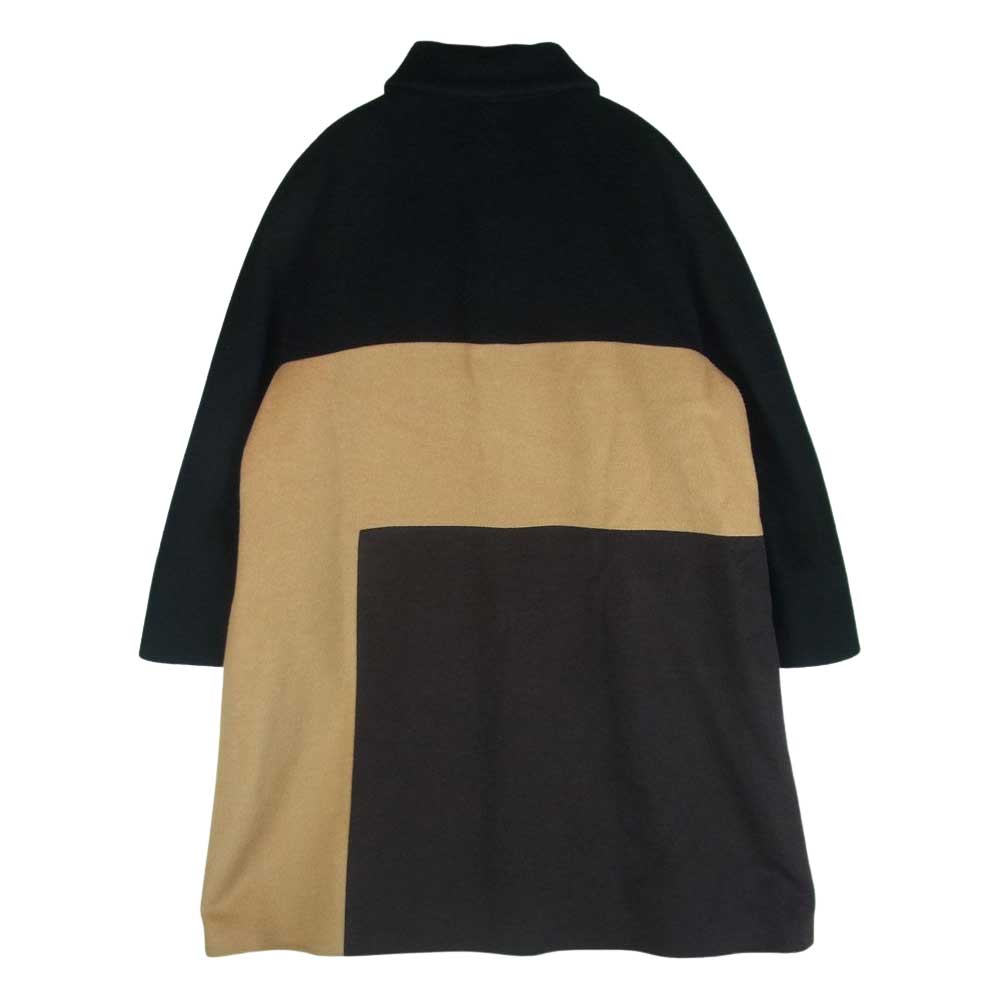 レコパン カシミヤ アンゴラ混 ウール 切替 コート ブラック系 ブラウン系 42 2【中古】