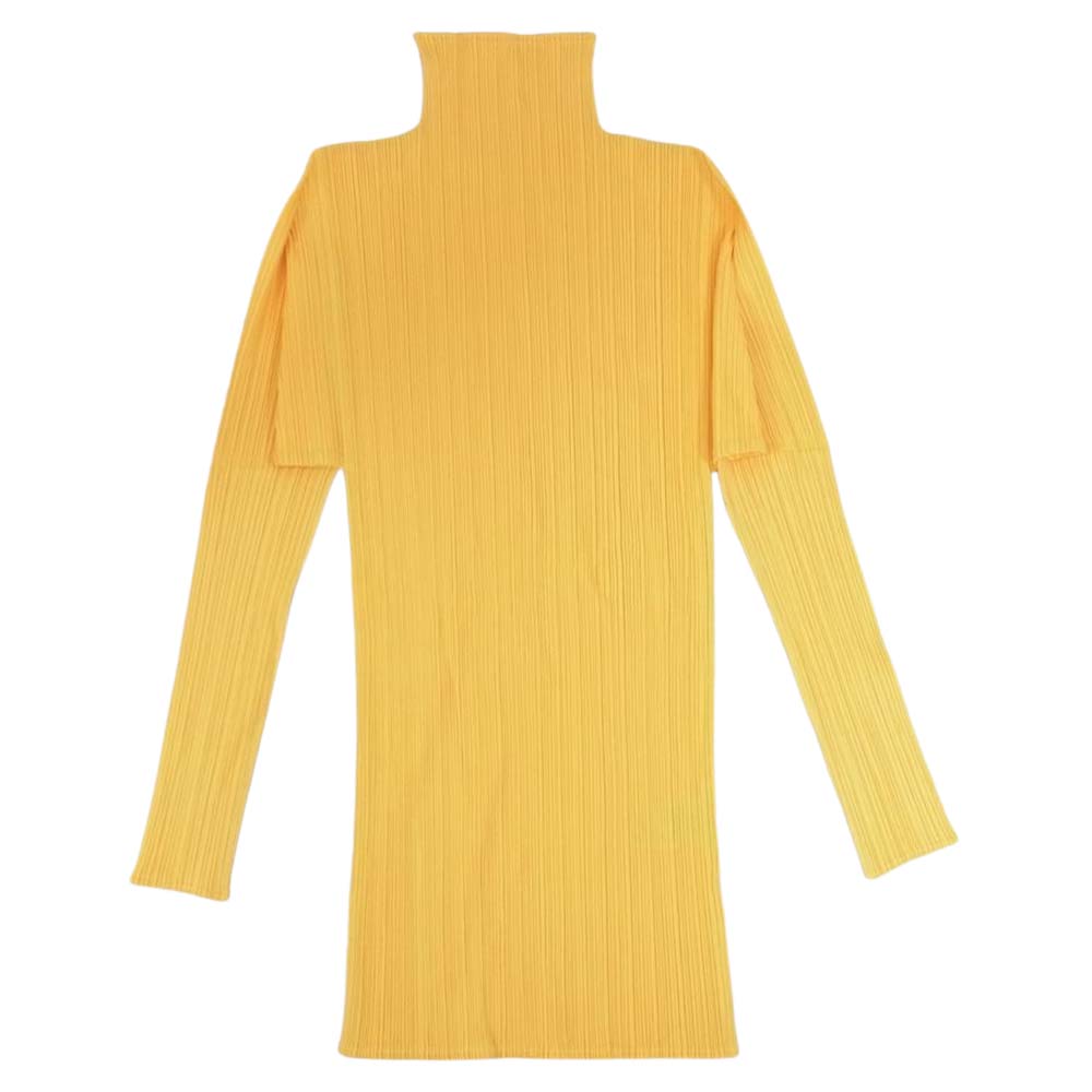 PLEATS PLEASE プリーツプリーズ イッセイミヤケ PP71-JK104 プリーツ加工 ボトルネック カットソー 長袖 イエロー イエロー系 3【中古】