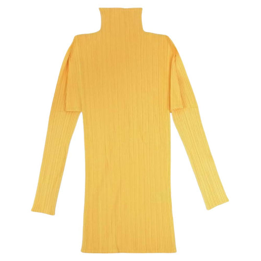 PLEATS PLEASE プリーツプリーズ イッセイミヤケ PP71-JK104 プリーツ加工 ボトルネック カットソー 長袖 イエロー イエロー系 3【中古】