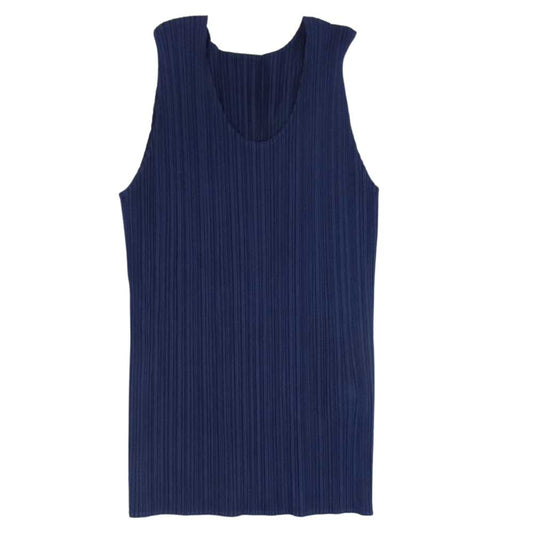ISSEY MIYAKE イッセイミヤケ PP05-JK600 プリーツ加工 ノースリーブ カットソー ネイビー ネイビー系 L【中古】
