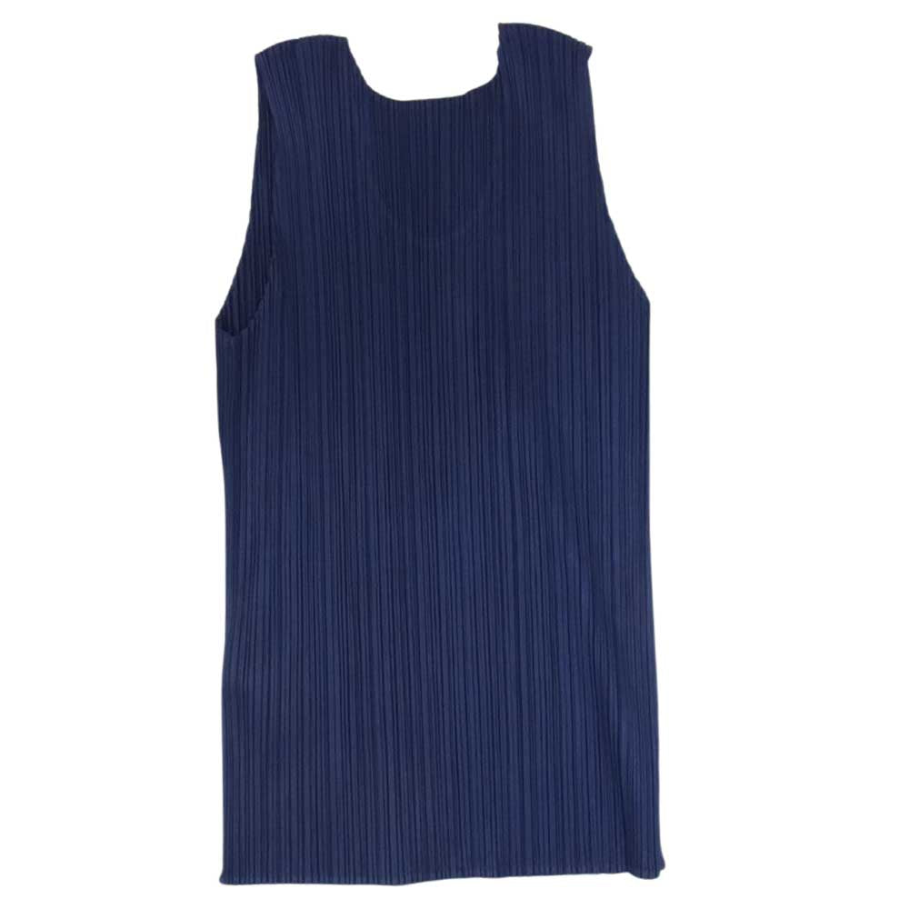 ISSEY MIYAKE イッセイミヤケ PP05-JK600 プリーツ加工 ノースリーブ カットソー ネイビー ネイビー系 L【中古】