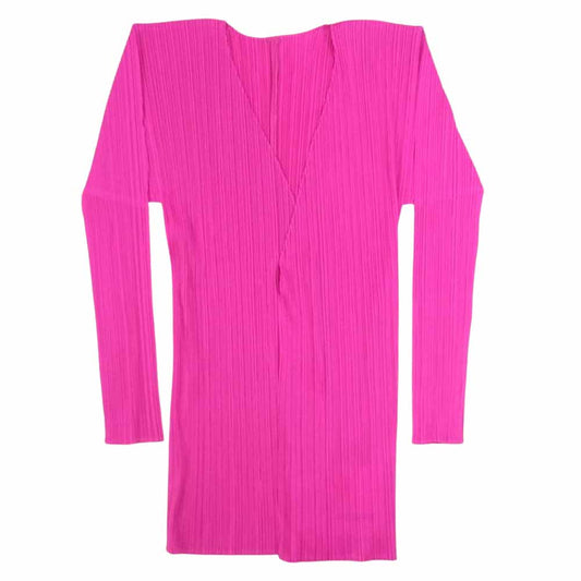 PLEATS PLEASE プリーツプリーズ イッセイミヤケ PP64-JO607 プリーツ加工 カーディガン 長袖 パープル パープル系 3【中古】