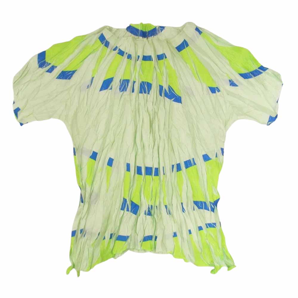 PLEATS PLEASE プリーツプリーズ イッセイミヤケ PP34-ZT902 立体デザイン 転写 プリント カットソー 半袖 ライトグリーン系 3【中古】