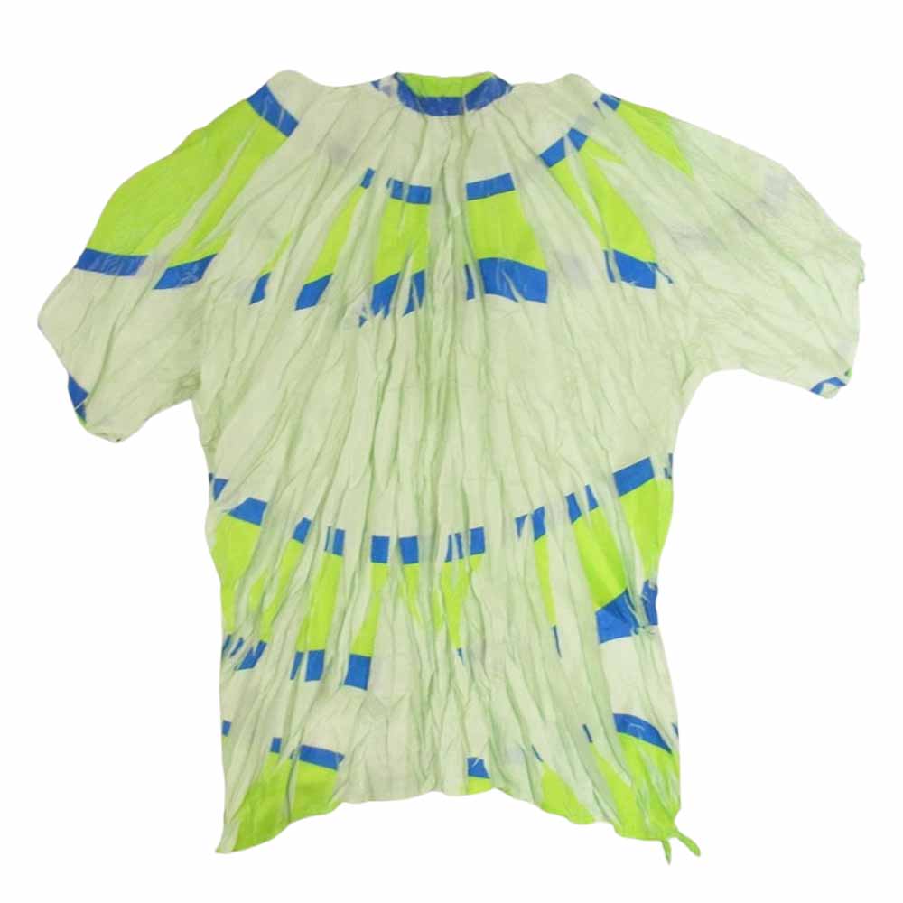 PLEATS PLEASE プリーツプリーズ イッセイミヤケ PP34-ZT902 立体デザイン 転写 プリント カットソー 半袖 ライトグリーン系 3【中古】