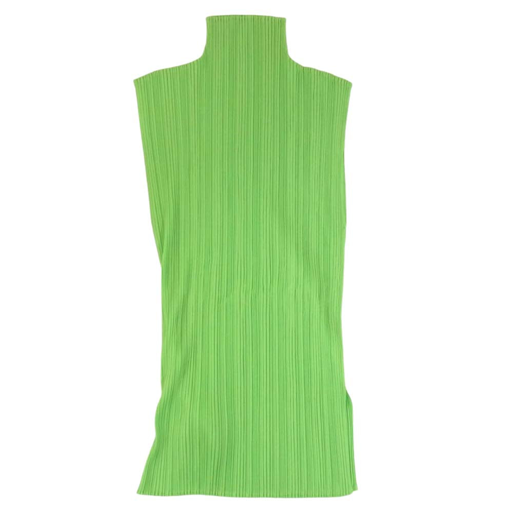 ISSEY MIYAKE イッセイミヤケ PP41-JK603 プリーツ加工 フレンチスリーブ スリット ロング カットソー グリーン ライトグリーン系 L【中古】