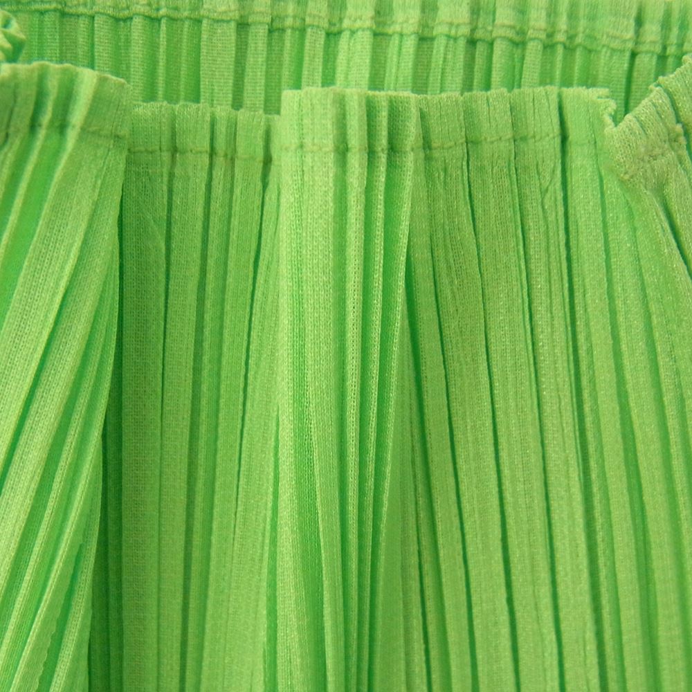 ISSEY MIYAKE イッセイミヤケ PP41-JK603 プリーツ加工 フレンチスリーブ スリット ロング カットソー グリーン ライトグリーン系 L【中古】