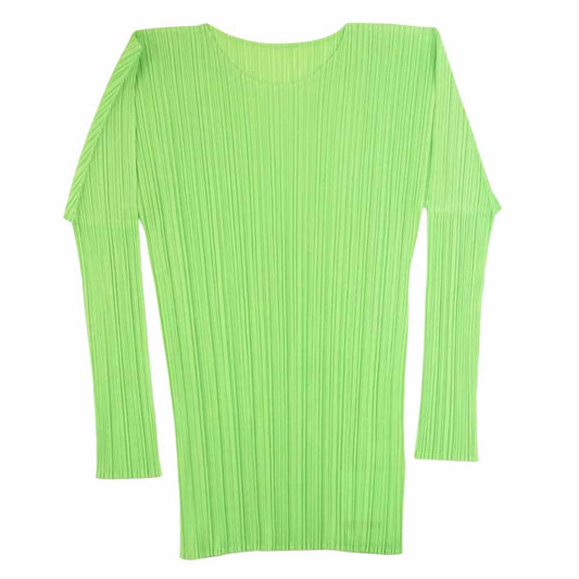 ISSEY MIYAKE イッセイミヤケ PP41-JK602 プリーツ加工 ロング カットソー 長袖 グリーン グリーン系 L【中古】