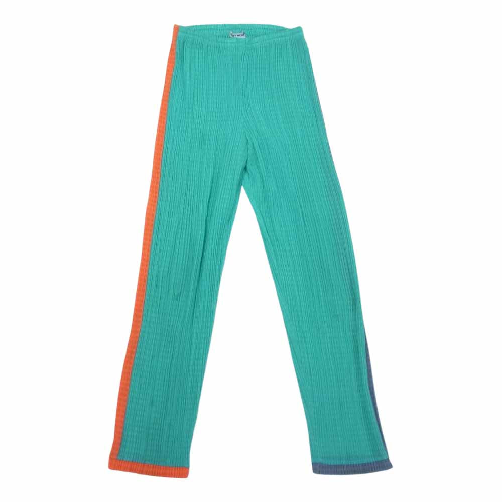 ISSEY MIYAKE イッセイミヤケ IM61-FF801 プリーツ加工 サイドライン チェック パンツ ライトグリーン系 M【中古】
