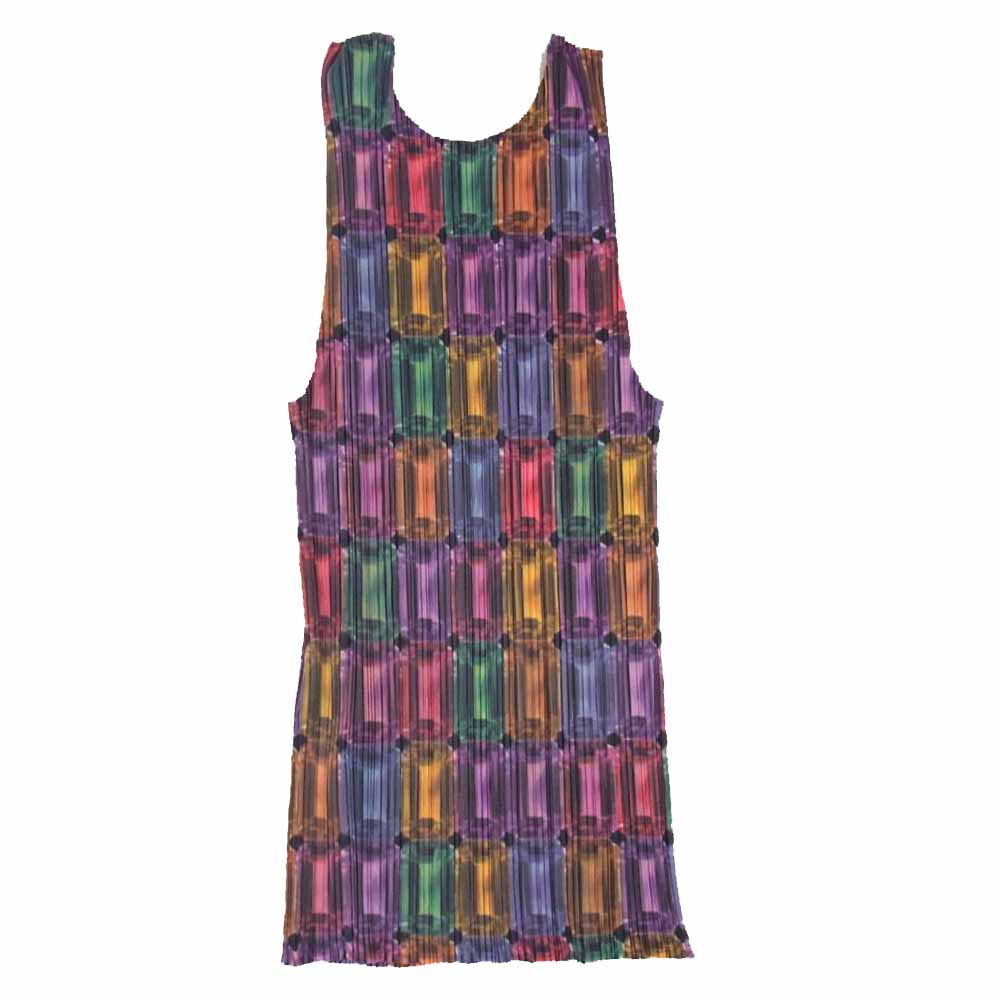 PLEATS PLEASE プリーツプリーズ イッセイミヤケ PP73-JK828 プリーツ加工 宝石 総柄 ノースリーブ カットソー  マルチカラー系 3【中古】