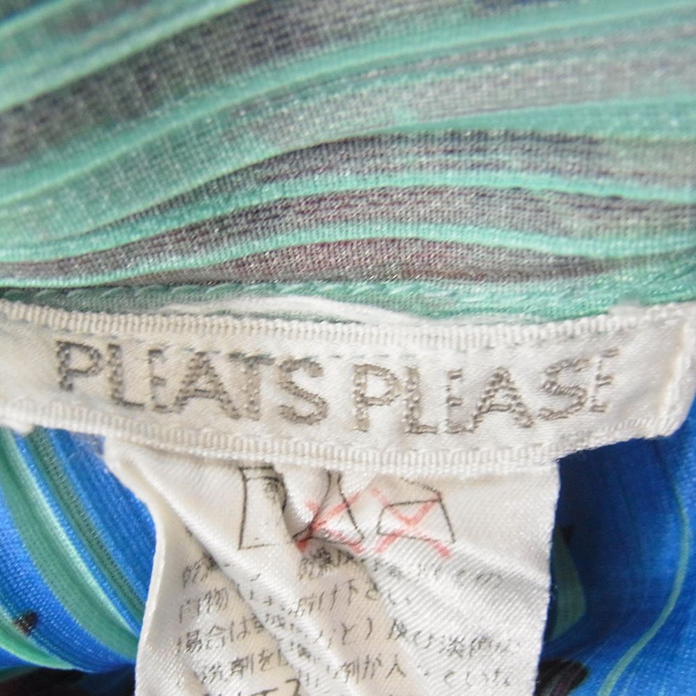 PLEATS PLEASE プリーツプリーズ イッセイミヤケ PP44-JK602 プリーツ加工 転写 プリント フラワー 花柄 カットソー 長袖  ブルー系 4【中古】