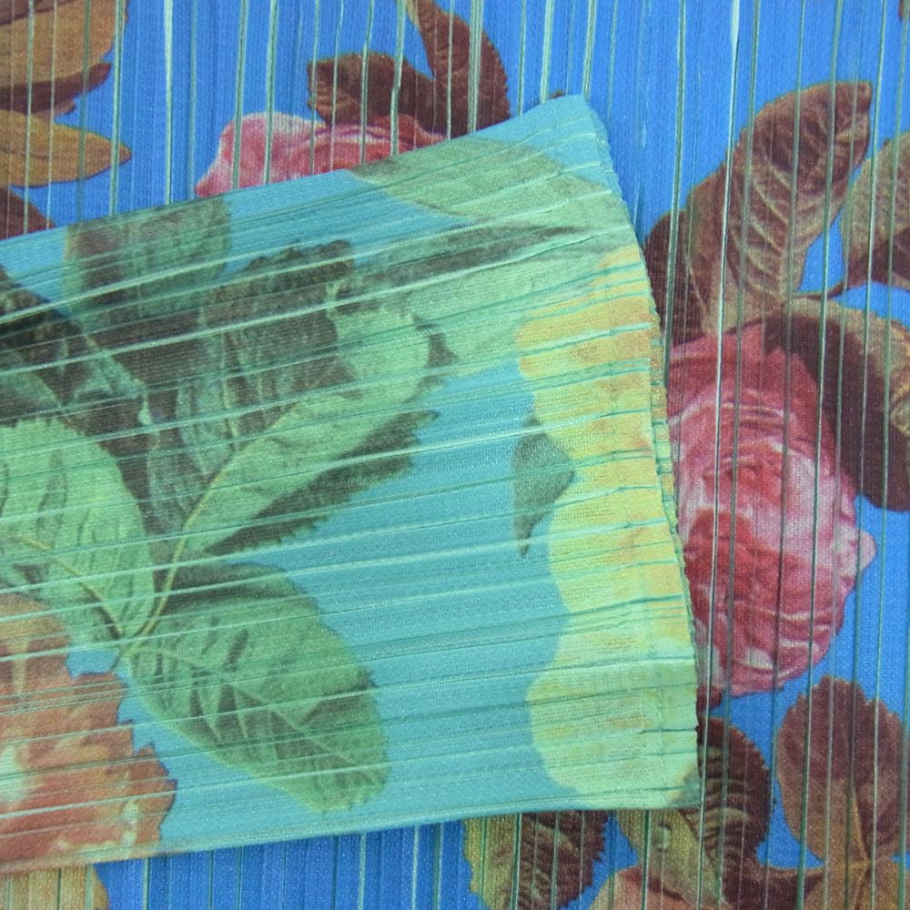 PLEATS PLEASE プリーツプリーズ イッセイミヤケ PP44-JK602 プリーツ加工 転写 プリント フラワー 花柄 カットソー 長袖  ブルー系 4【中古】