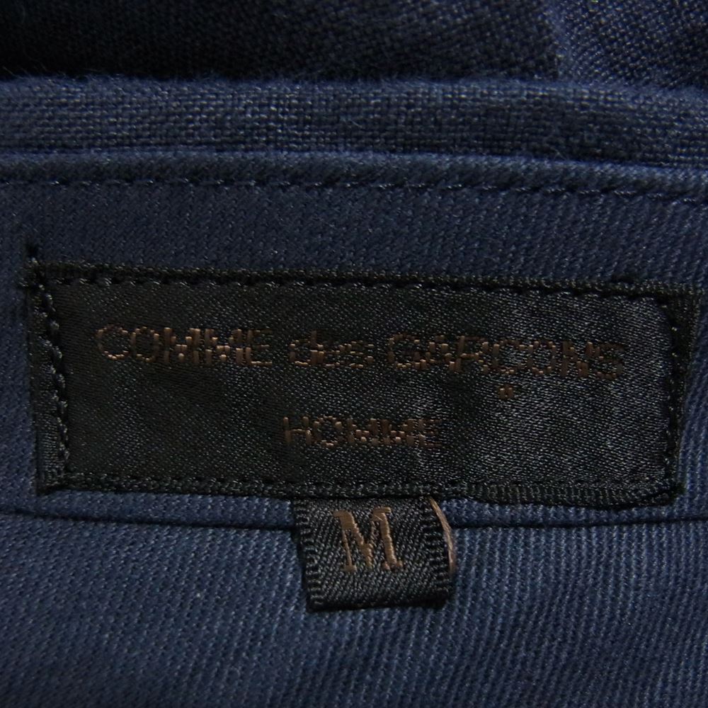 COMME des GARCONS HOMME コムデギャルソンオム HP02027M AD1995 ヴィンテージ リネン100％ ジップアップ 2タック ワイド パンツ ネイビー系 M【中古】