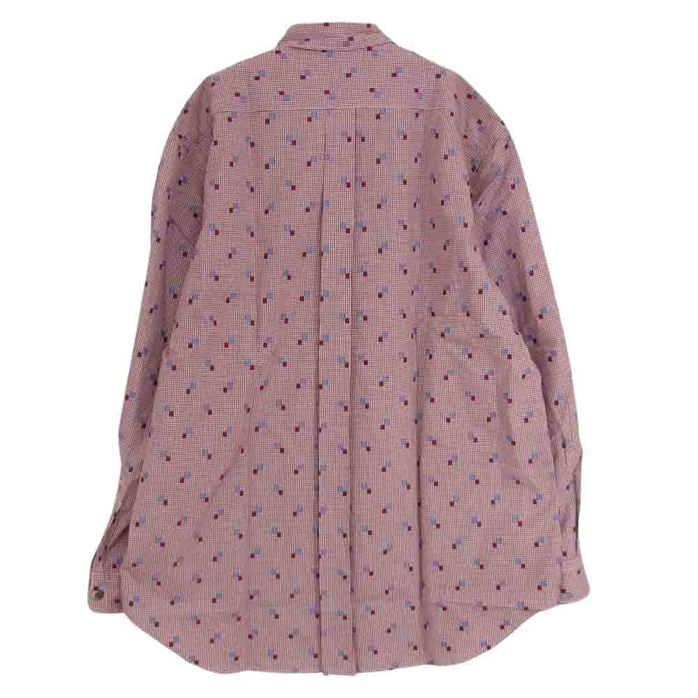 COMME des GARCONS HOMME コムデギャルソンオム HD-B016 AD2001 チェック 刺繍 長袖 シャツ エンジ系 サイズ表記無【美品】【中古】