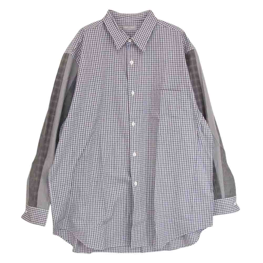 COMME des GARCONS HOMME コムデギャルソンオム HB-020310 AD1995 ヴィンテージ パッチワーク 袖切替 チェック 長袖 シャツ ブルー系 サイズ表記無【美品】【中古】