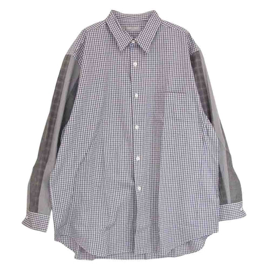 COMME des GARCONS HOMME コムデギャルソンオム HB-020310 AD1995 ヴィンテージ パッチワーク 袖切替 チェック 長袖 シャツ ブルー系 サイズ表記無【美品】【中古】
