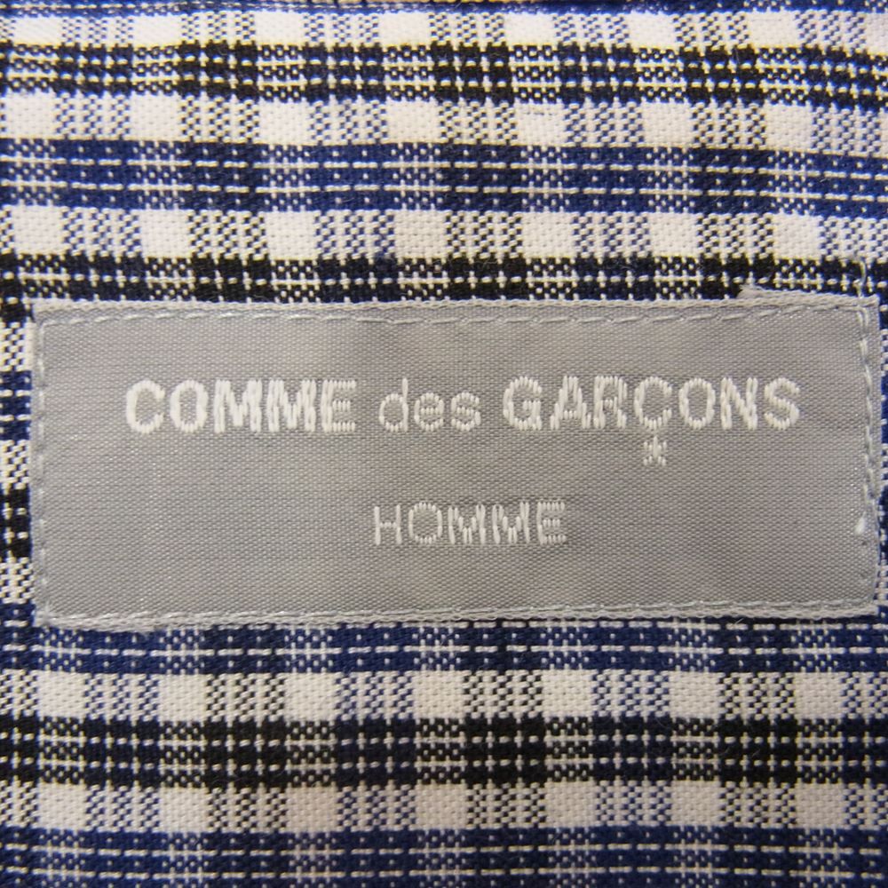 COMME des GARCONS HOMME コムデギャルソンオム HB-020310 AD1995 ヴィンテージ パッチワーク 袖切替 チェック 長袖 シャツ ブルー系 サイズ表記無【美品】【中古】