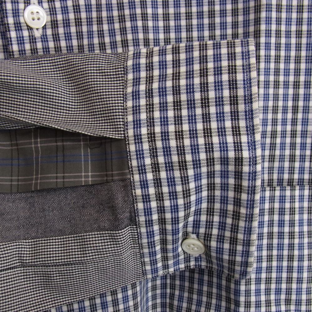 COMME des GARCONS HOMME コムデギャルソンオム HB-020310 AD1995 ヴィンテージ パッチワーク 袖切替 チェック 長袖 シャツ ブルー系 サイズ表記無【美品】【中古】
