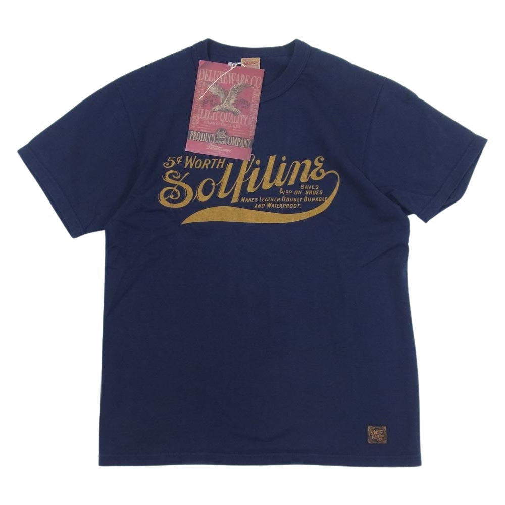 デラックスウエア SDLー2002　 半袖 プリント Tシャツ F.BLUE M【美品】【中古】