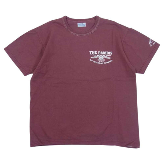 THE FLAT HEAD ザフラットヘッド FN-THC-022 3本針 1本外 THC 半袖 Tシャツ エンジ系 40【美品】【中古】