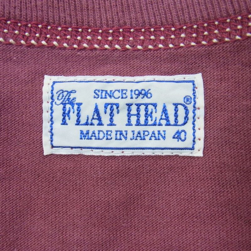 THE FLAT HEAD ザフラットヘッド FN-THC-022 3本針 1本外 THC 半袖 Tシャツ エンジ系 40【美品】【中古】
