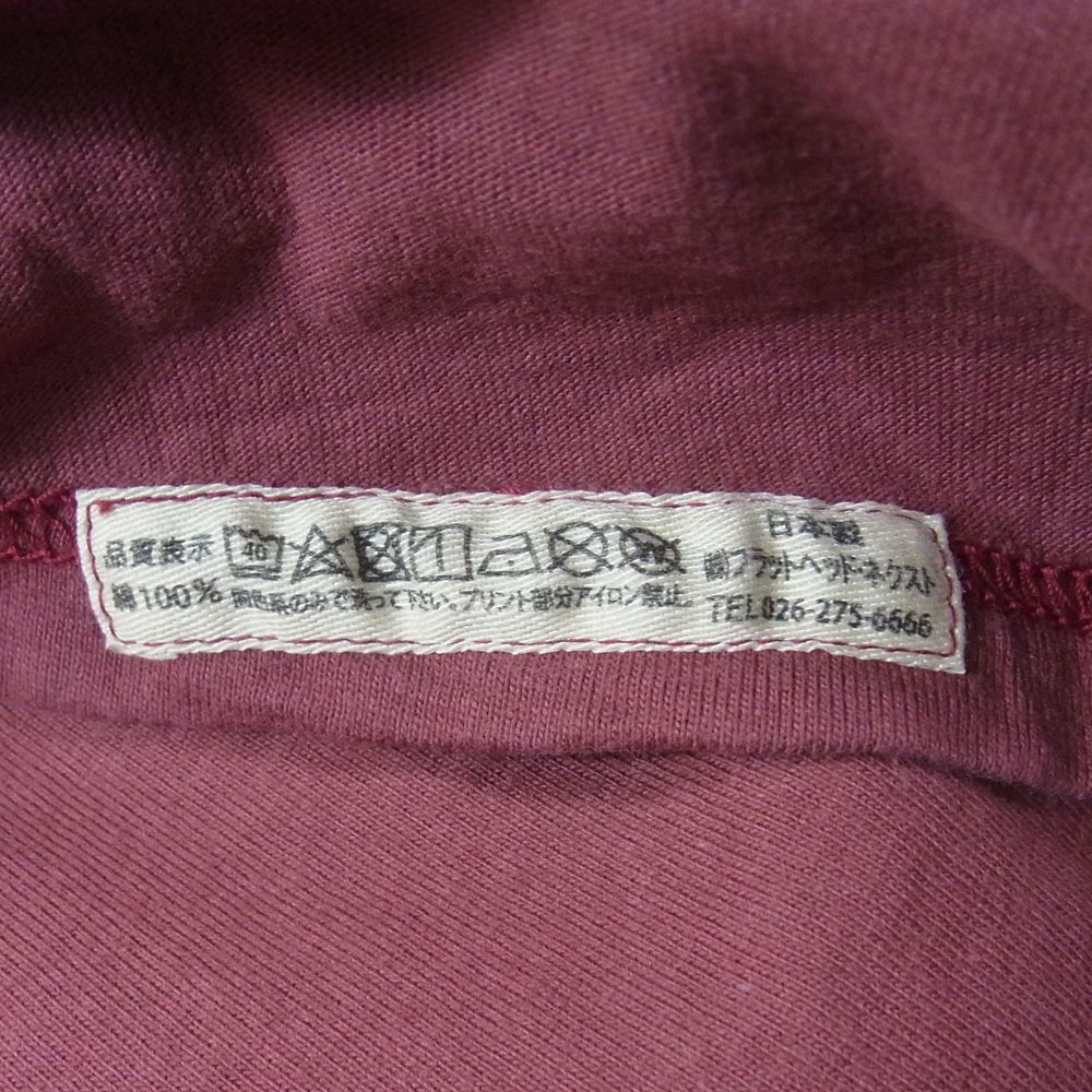 THE FLAT HEAD ザフラットヘッド FN-THC-022 3本針 1本外 THC 半袖 Tシャツ エンジ系 40【美品】【中古】