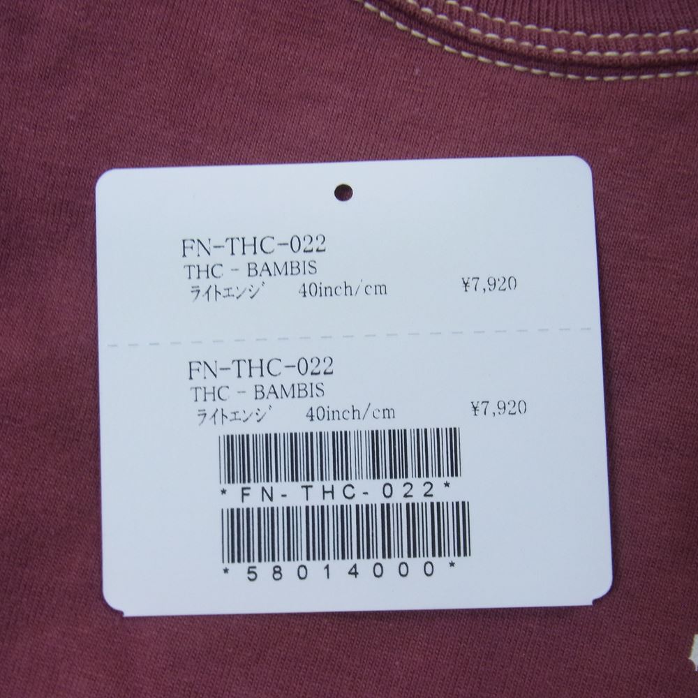 THE FLAT HEAD ザフラットヘッド FN-THC-022 3本針 1本外 THC 半袖 Tシャツ エンジ系 40【美品】【中古】