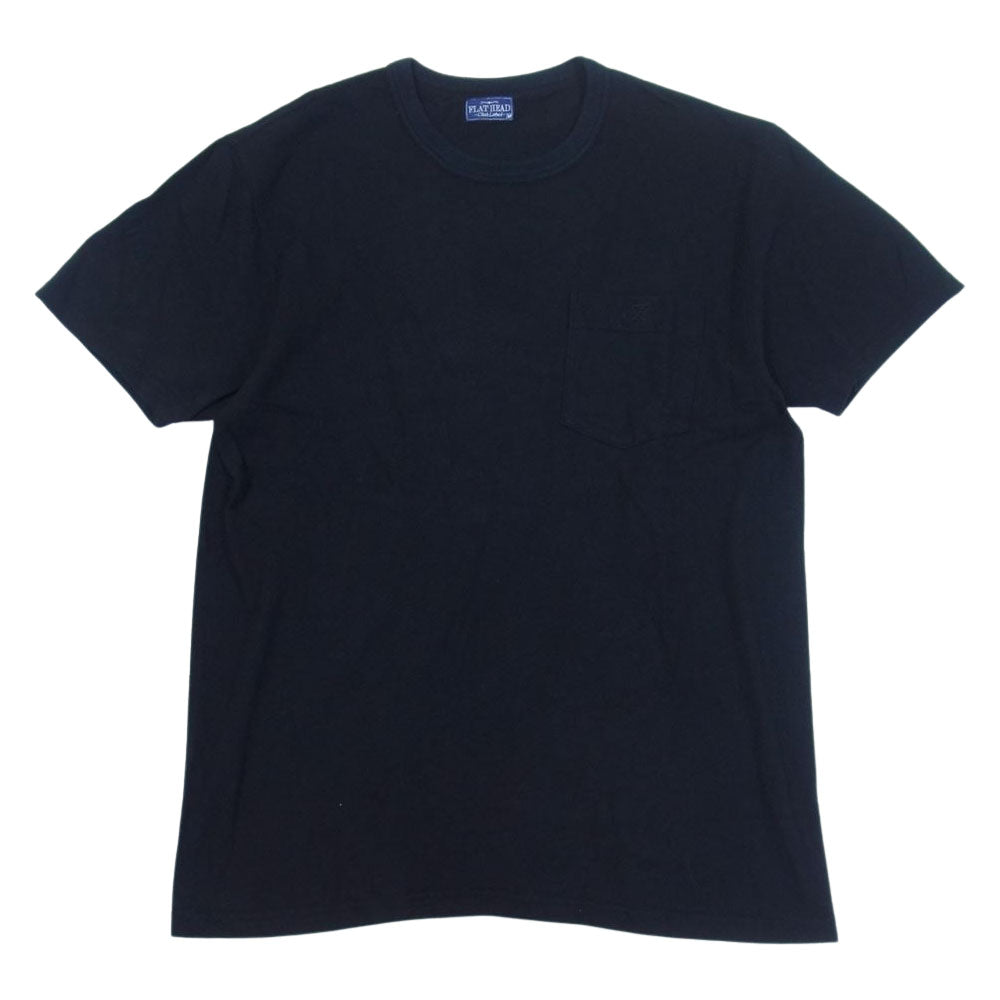 THE FLAT HEAD ザフラットヘッド 刺繍 ポケット 半袖 Tシャツ ブラック系 M【中古】