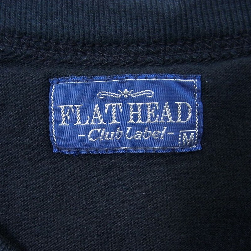 THE FLAT HEAD ザフラットヘッド 刺繍 ポケット 半袖 Tシャツ ブラック系 M【中古】