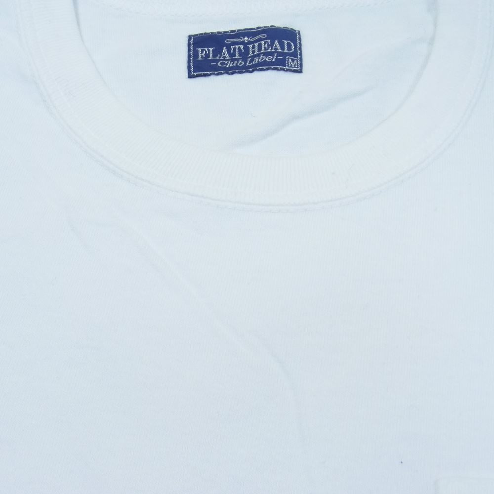 THE FLAT HEAD ザフラットヘッド 刺繍 ポケット 半袖 Tシャツ ホワイト系 M【中古】