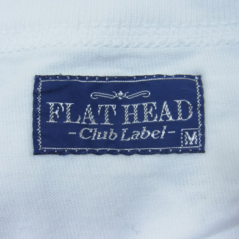THE FLAT HEAD ザフラットヘッド 刺繍 ポケット 半袖 Tシャツ ホワイト系 M【中古】