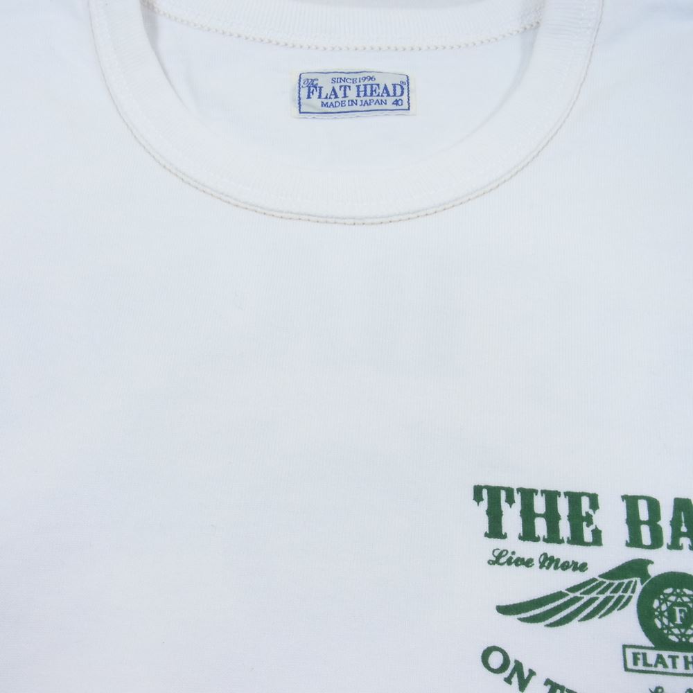 THE FLAT HEAD ザフラットヘッド FN-THC-022 3本針 1本外 THC 半袖 Tシャツ ホワイト系 40【美品】【中古】
