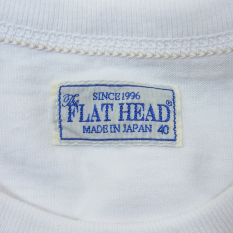 THE FLAT HEAD ザフラットヘッド FN-THC-022 3本針 1本外 THC 半袖 Tシャツ ホワイト系 40【美品】【中古】