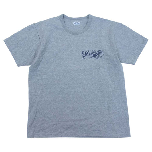 THE FLAT HEAD ザフラットヘッド FN-THCー016 THC 半袖 プリント Tシャツ グレー系 40【美品】【中古】